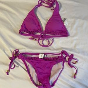 Pink and gold detail bikini